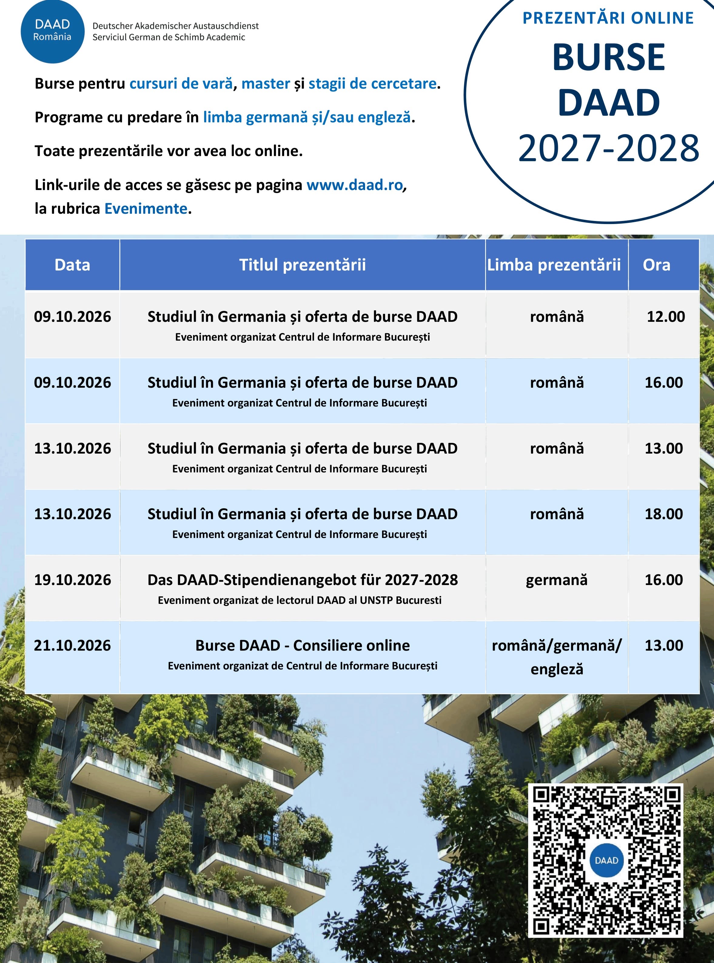 Burse DAAD pentru anul 2027-2028